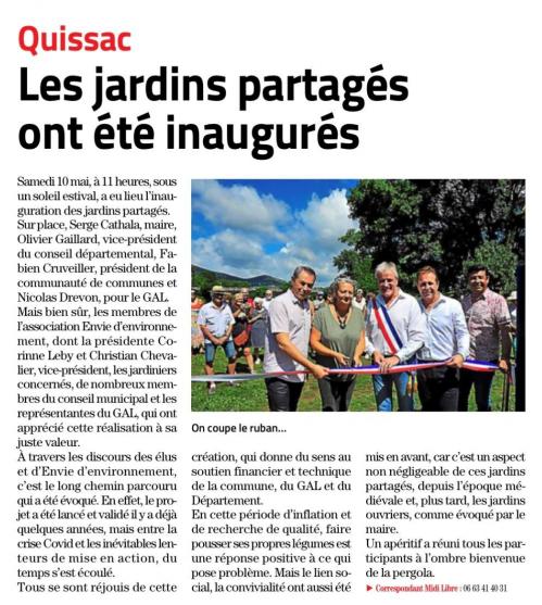 Midi libre inauguration jardins